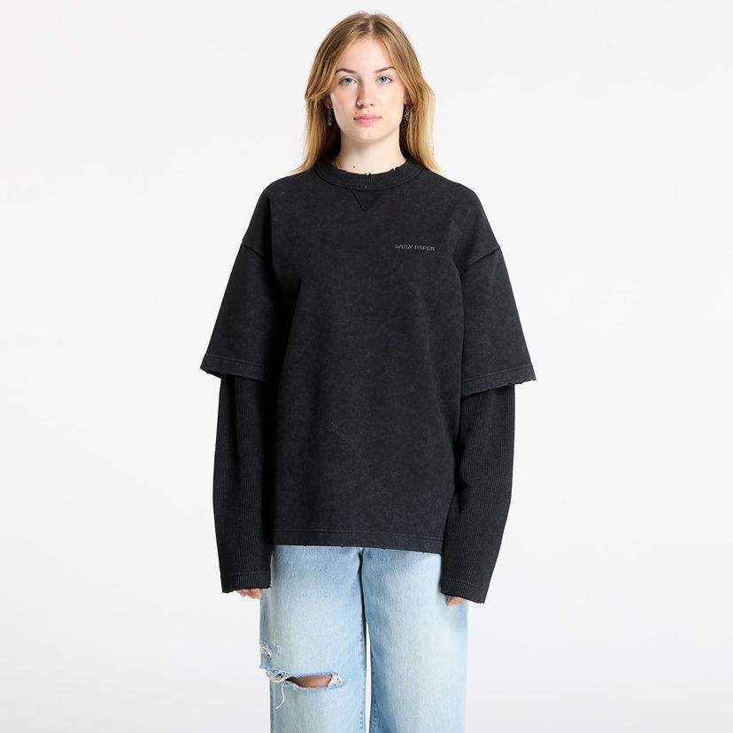 Pulover DAILY PAPER Daily Paper Layered Long Sleeve T-Shirt Črna | 2521066