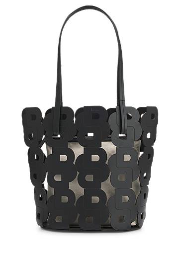 Tote bag BOSS Double B Monogram Leather Tote Bag Črna | 50541981