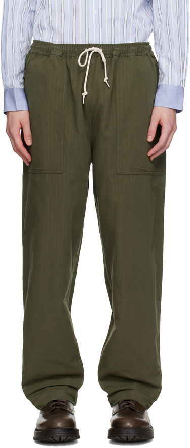 Cargo hlače Comme des Garçons Comme des Garçons Homme Linen Herringbone Drawstring Trousers Zelena | HO-P019-051, 0