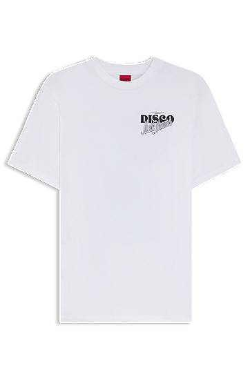 Majica BOSS Cotton-jersey T-shirt with Rhinestone Artwork Bela | 50550148