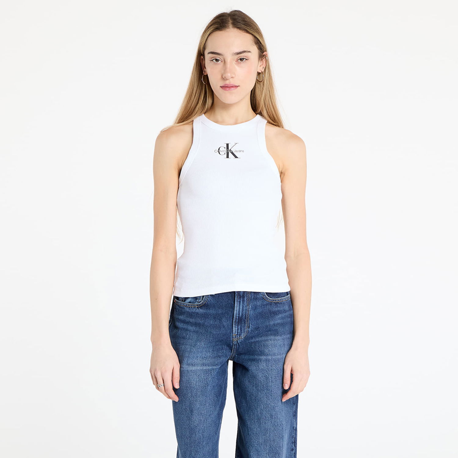 Majica brez rokavov CALVIN KLEIN Calvin Klein Jeans Rib Tank Top Bela | J20J225301 YAA, 0