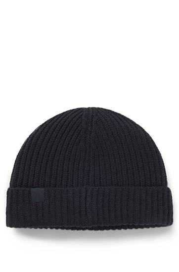 Beanie BOSS BECKHAM x BOSS ribbed beanie hat in virgin wool and cashmere Črna | 50552850