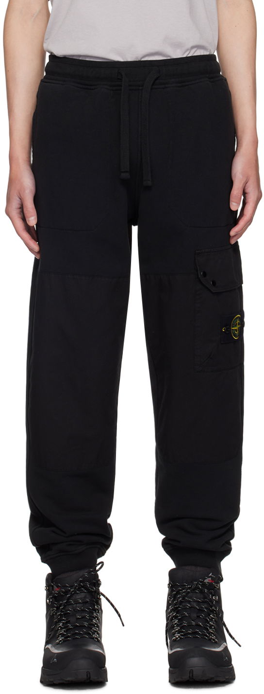 Trenirka Stone Island Black Double Knee Sweatpants Črna | 811564020