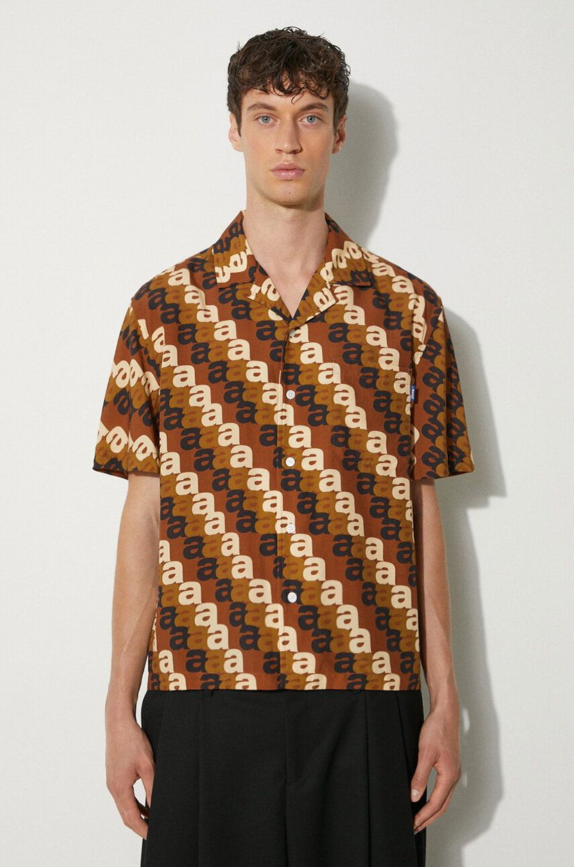 Srajce Awake NY Awake NY A Print Camp Relaxed Shirt Rjava | SP24.TP005