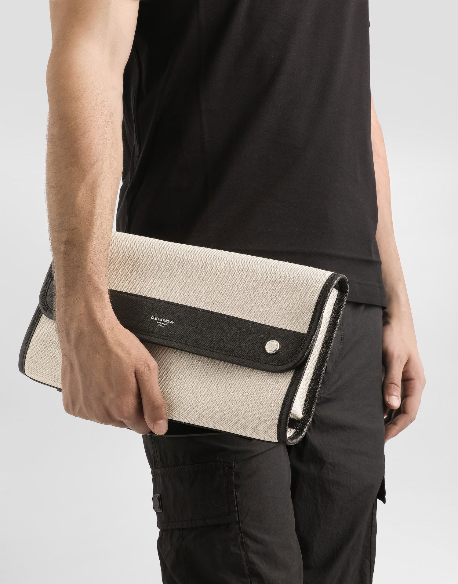 Nahrbtniki in torbe Dolce & Gabbana Dolce & Gabbana Atene Canvas & Calfskin Necessaire Bež | BP3438AG4408S469, 1