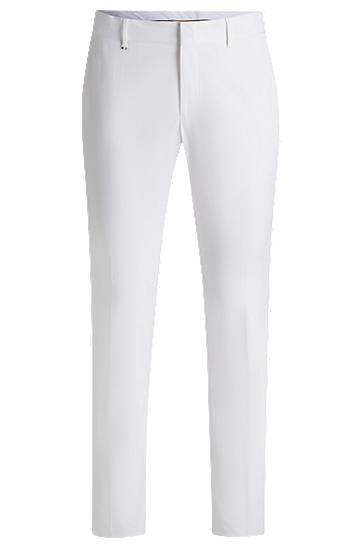 Hlače BOSS Comfort-Stretch Cotton Formal Trousers Bela | 50539970
