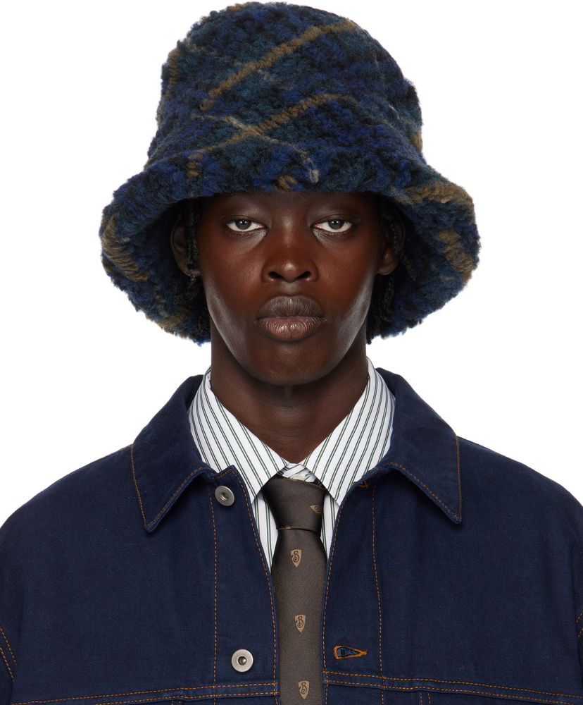 Klobuk Burberry Check Fleece Bucket Hat Mornarica | 8102729