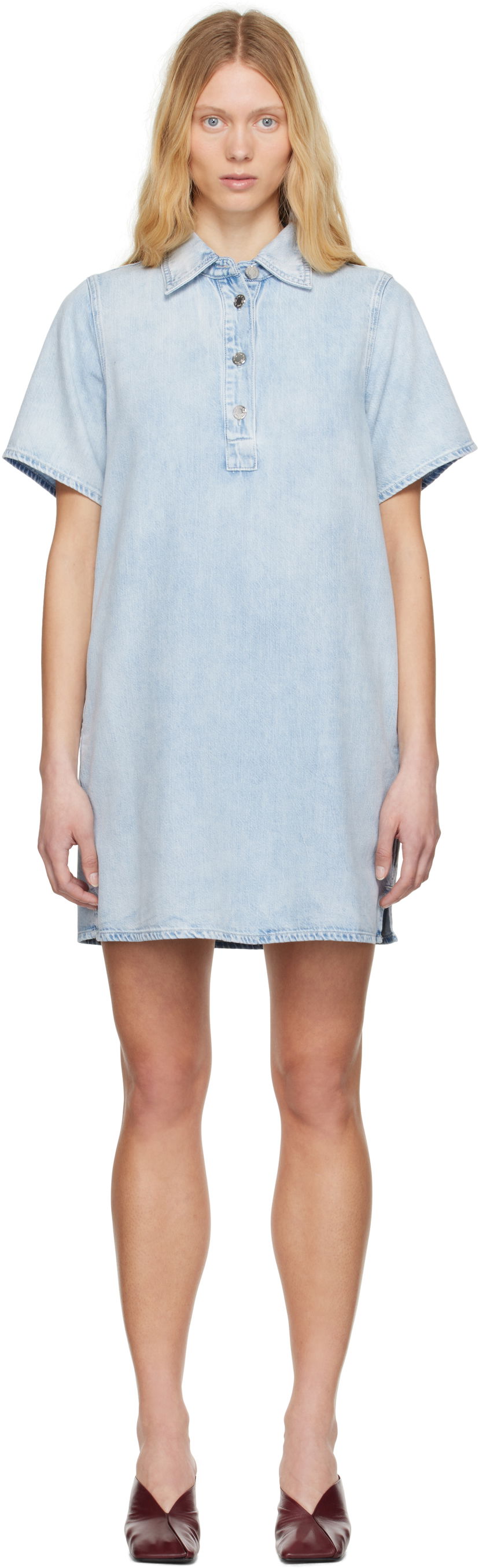 Obleke rag & bone Rag & Bone Jocelyn Featherweight Denim Minidress Modra | WDD25S1512UFAL