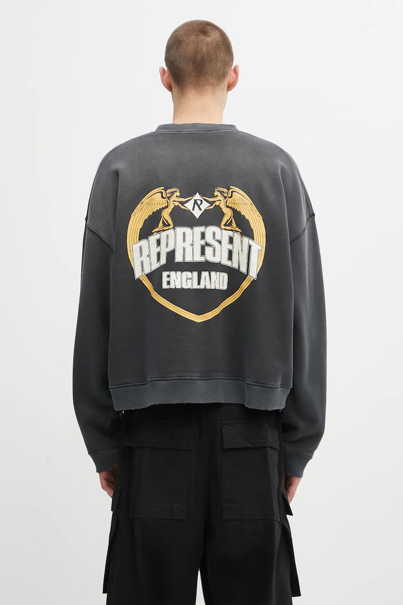 Pulover Represent Clo Represent Angel Border Graphic Sweatshirt Siva | MLM100367