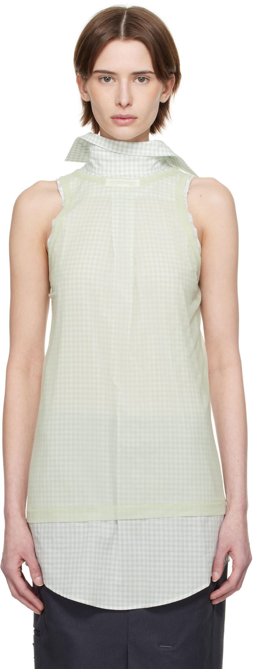 Majica brez rokavov Maison Margiela Maison Margiela Back To Front Check Sleeveless Top Zelena | S51NL0046 MTJ024