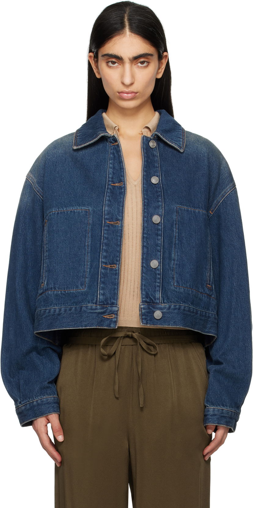 Jakna ISABEL MARANT Isabel Marant Josephine Cropped Denim Jacket Modra | VE0451FA-B1H04I