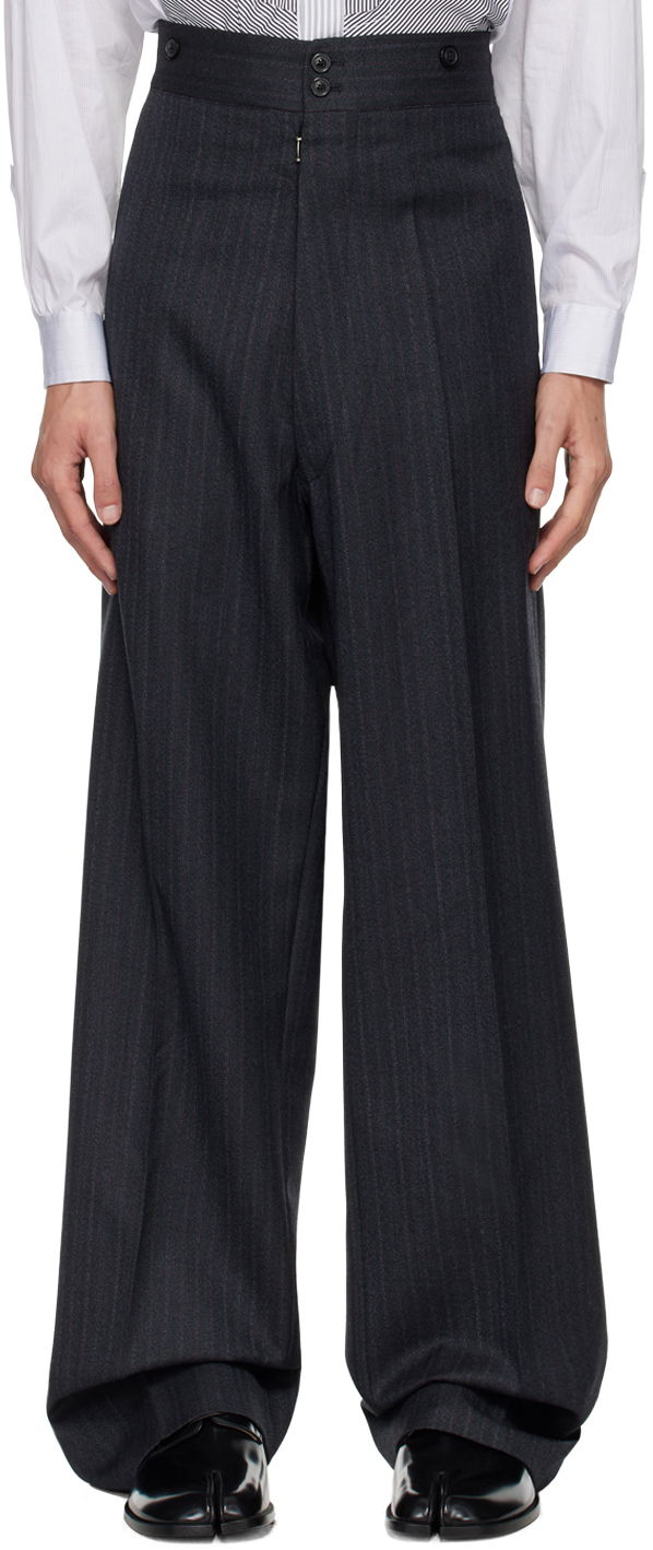 Hlače Maison Margiela Black Pleated Trousers Črna | S50KA0654 M35203