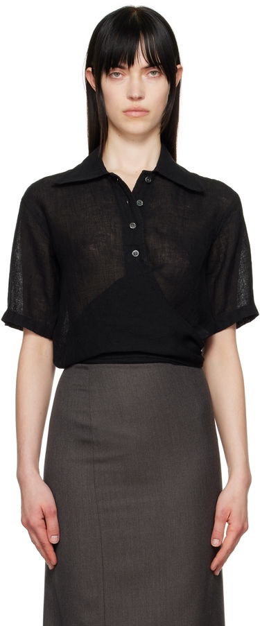 Polo majica OUR LEGACY Our Legacy Nannas Linen Polo Shirt Črna | W2252NB, 0