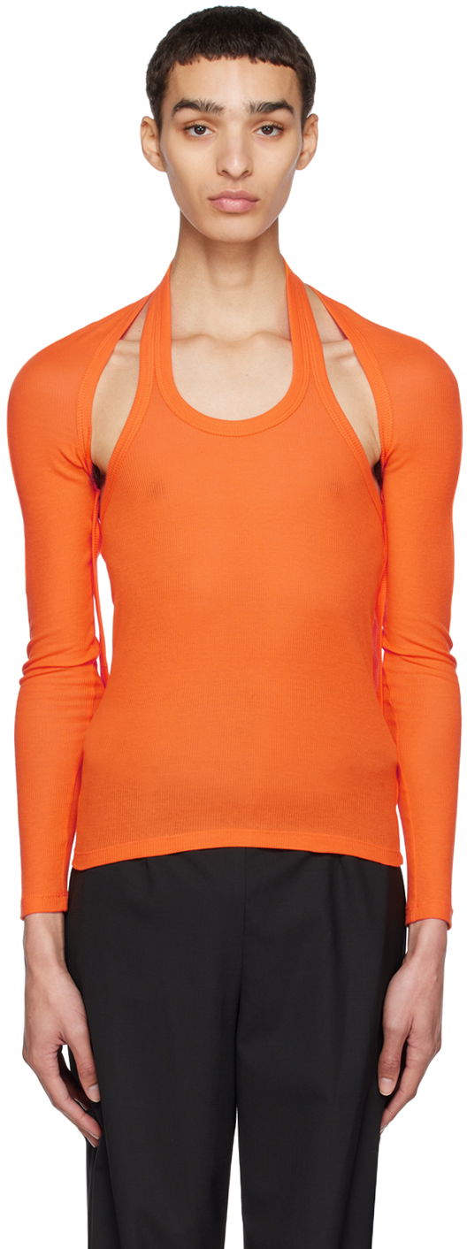 Majica brez rokavov Dion Lee Modular Halter Long Sleeve T-Shirt Oranžna | C3103R23