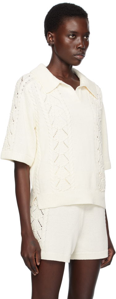 Polo majica Loulou de Saison Loulou de Saison Kina Knit Polo Shirt Bela | KINA, 1