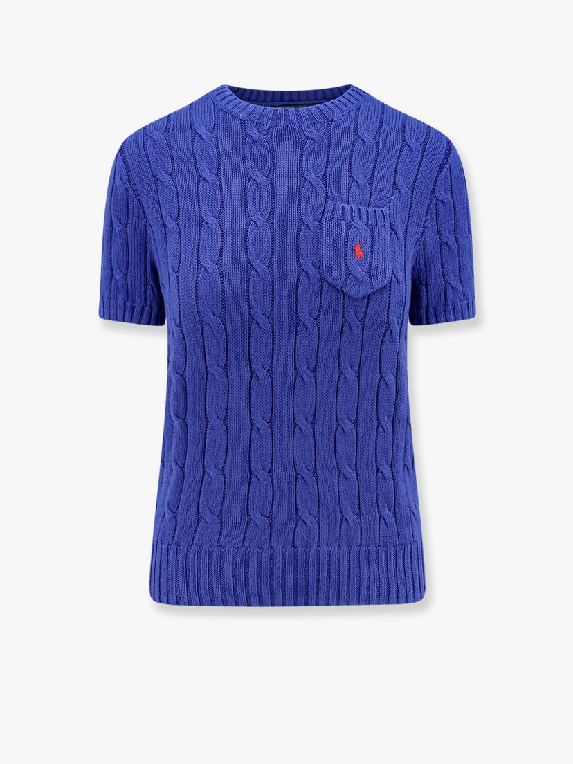 Pleteni pulover Polo by Ralph Lauren Women's Cable-Knit Cotton Sweater with Pocket by Polo Ralph Lauren Modra | 211895379013