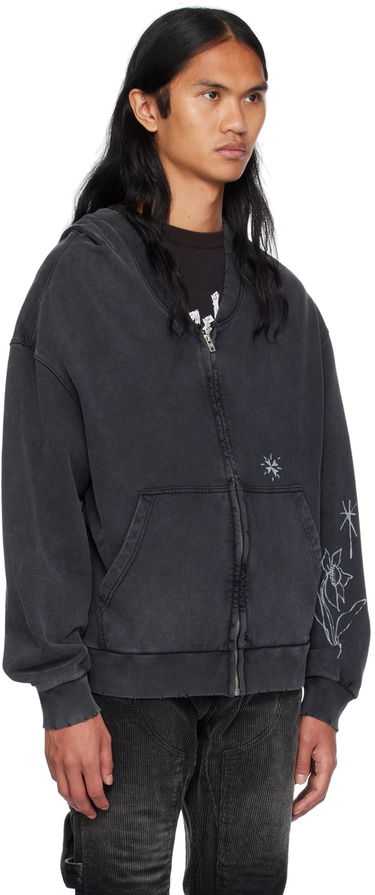 Pulover We11done We11done Wide Neck Graphic Zip Hoodie Črna | WD-TJ2-24-845-U-BK, 1