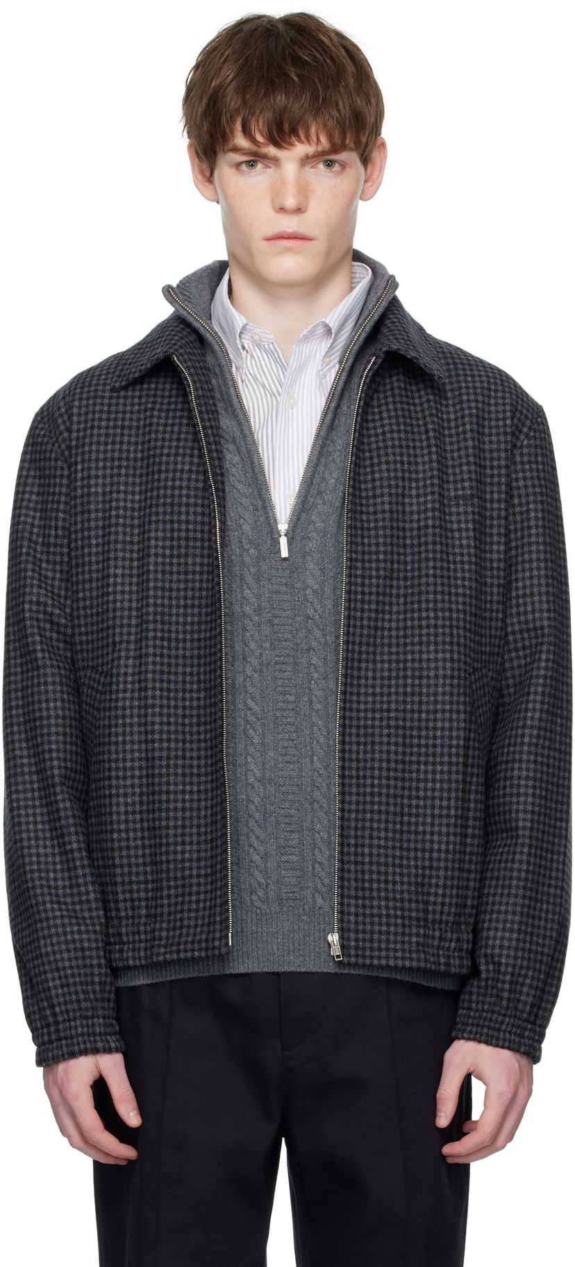 Jakna A.P.C. A.P.C. Gilbert Houndstooth Jacket Mornarica | WOARZ-M32018