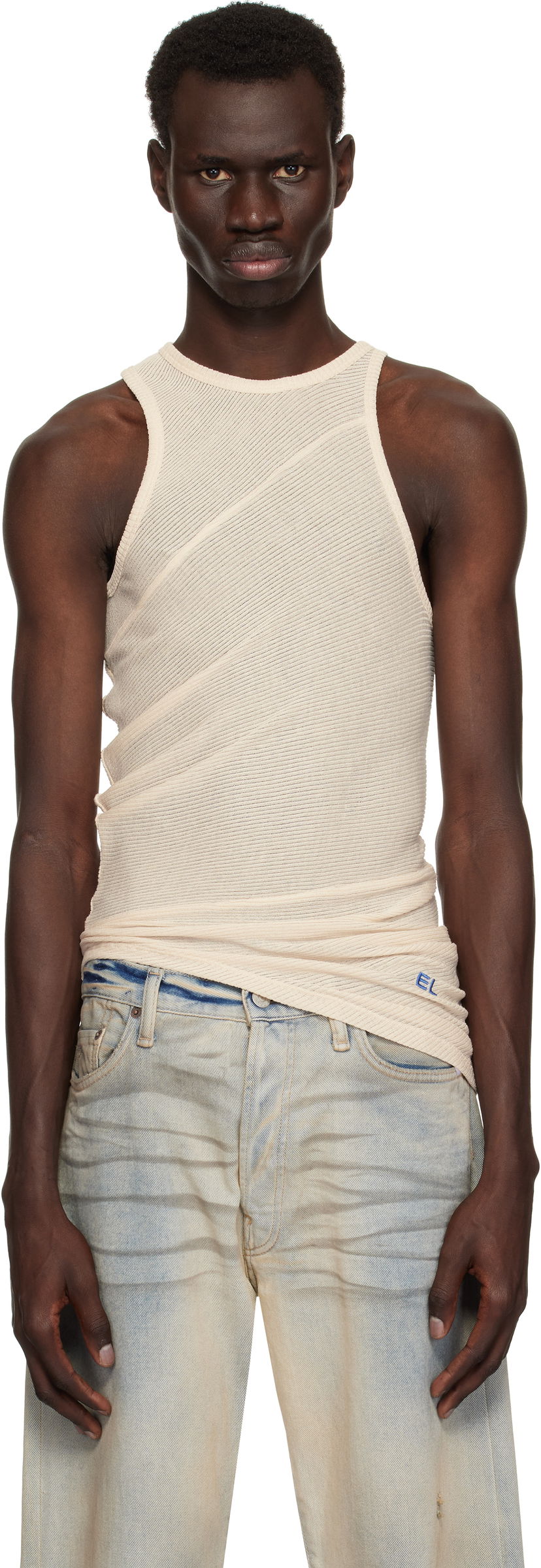 Majica brez rokavov Eckhaus Latta Eckhaus Latta Spiral Tank Top Bež | 1108-EL-PS25-O - OAT