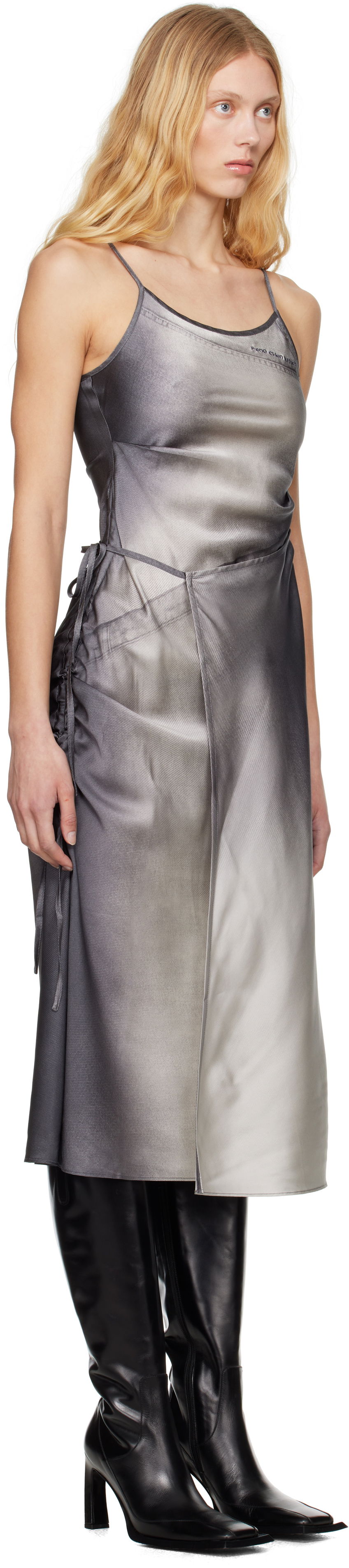 Obleke Feng Chen Wang Feng Chen Wang Draped Midi Dress Siva | FWS19DR01, 1
