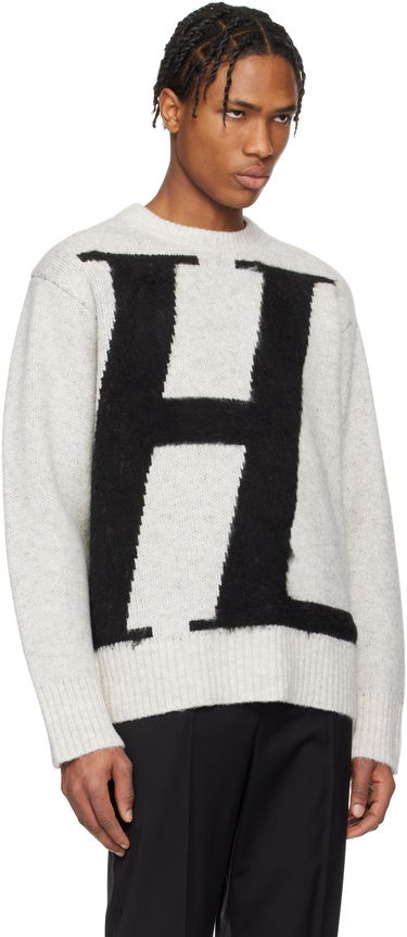 Pleteni pulover Helmut Lang Helmut Lang Brushed Logo Sweater Siva | O09HM703, 1