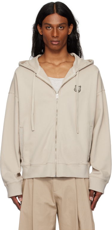 Pulover MAISON KITSUNÉ Maison Kitsuné Bold Fox Head Patch Oversize Fullzip Hoodie Bež | OM02138KM0001, 0