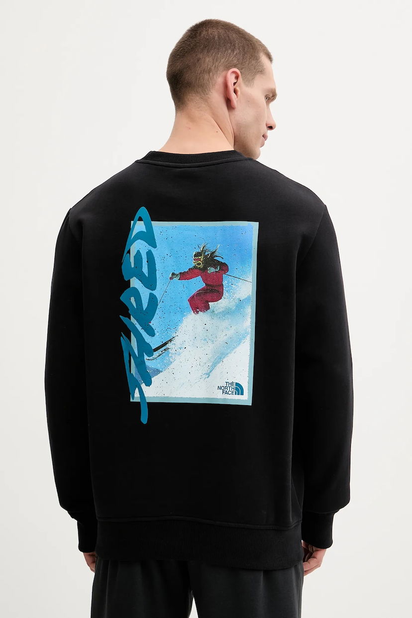 Pulover The North Face Cotton Graphic Sweatshirt with Shred Ski Print Črna | NF0A8EU5JK31