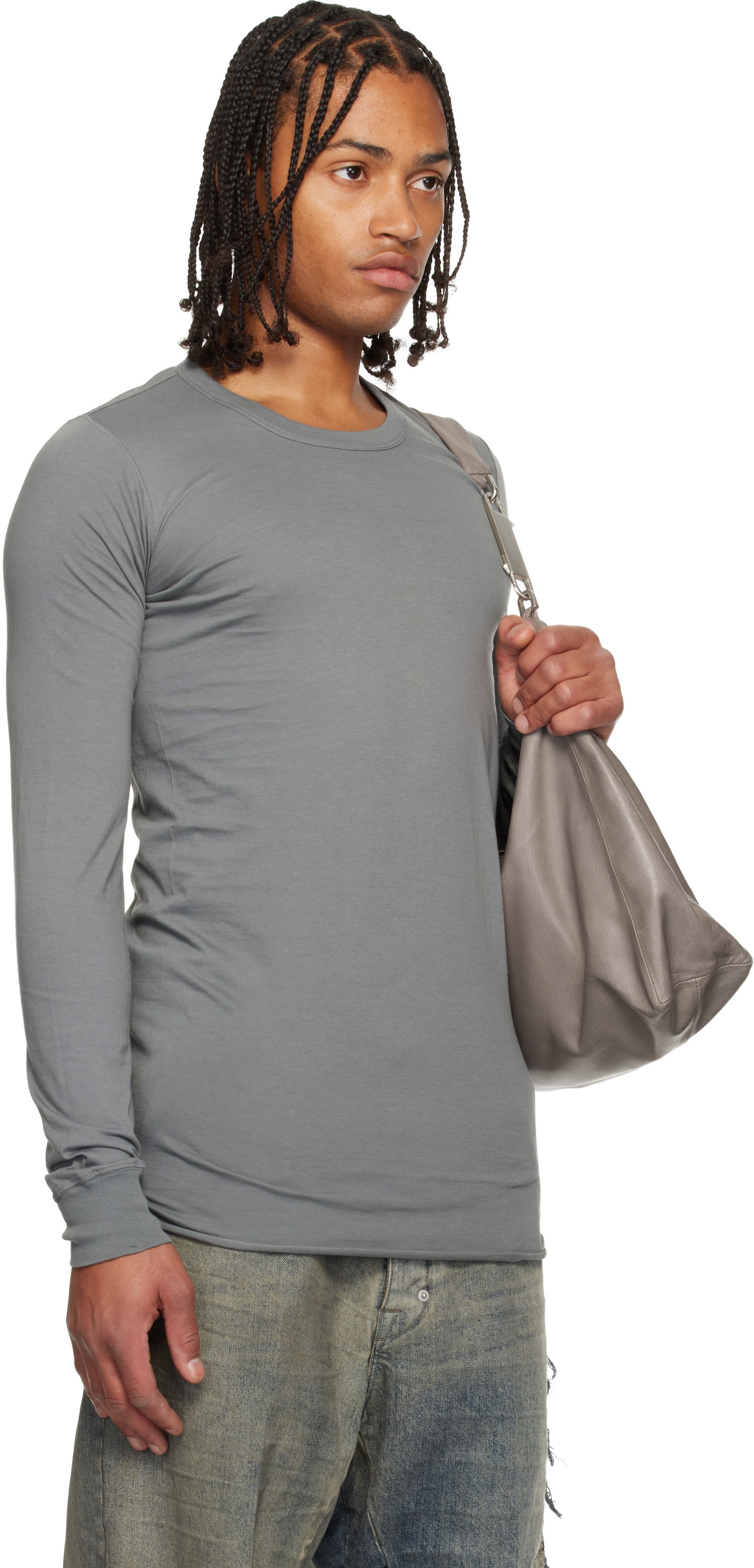 Majica Rick Owens Concordians Basic LS T-shirt Siva | RU02E1252 JA, 1