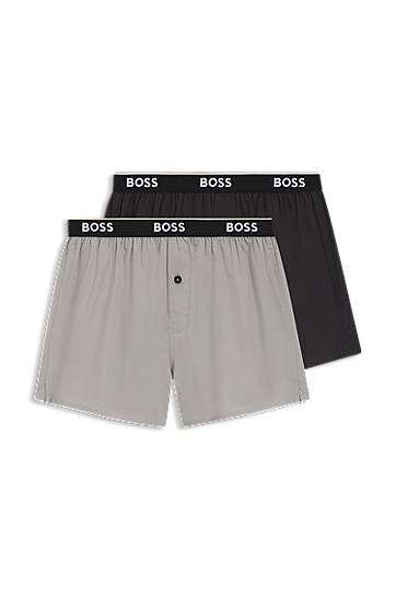 Boksarice BOSS BOSS Two-Pack Cotton Pyjama Shorts with Logo Waistbands Črna | 50545913