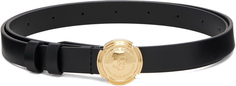 Pasovi Jean Paul Gaultier Jean Paul Gaultier Leather Belt with Gold Buckle Črna | 25/03-W-AC007-L037-00