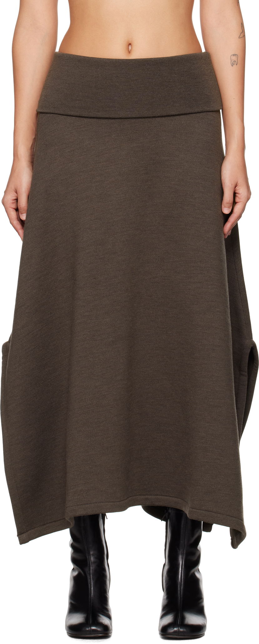 Krila LEMAIRE Lemaire Vented Midi Skirt Rjava | SK1038 LJ1020