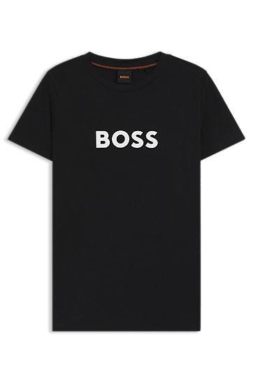 Majica BOSS BOSS Cotton Jersey T-Shirt with Contrast Logo Črna | 50501139