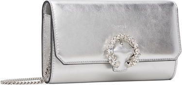 Denarnica Jimmy Choo Jimmy Choo Wallet on a Chain with Crystal Buckle Kovinski | WALLET W/CHAIN, 1
