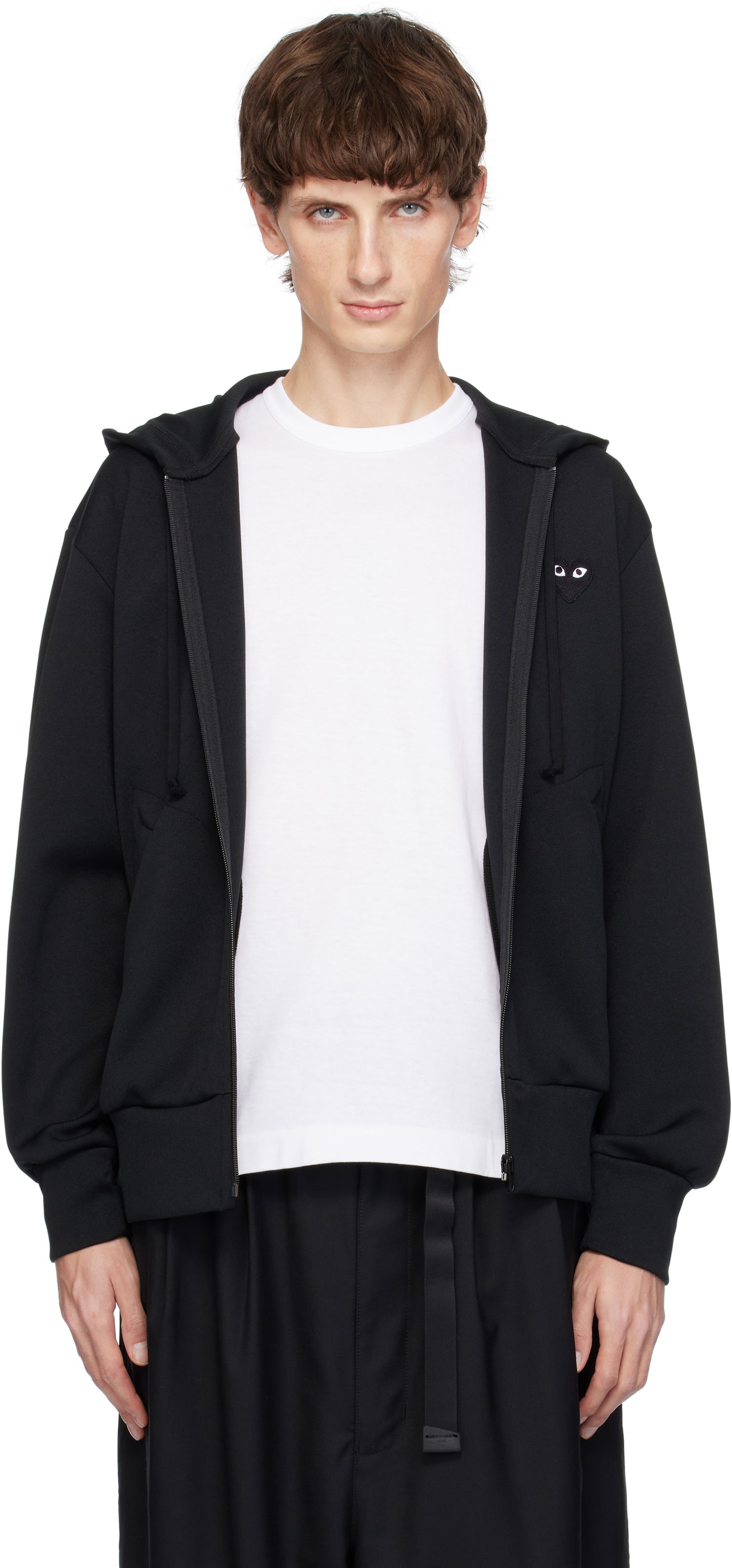 Pulover Comme des Garçons Zip Hoodie with Big Heart Print Črna | AX-T254-051, 0