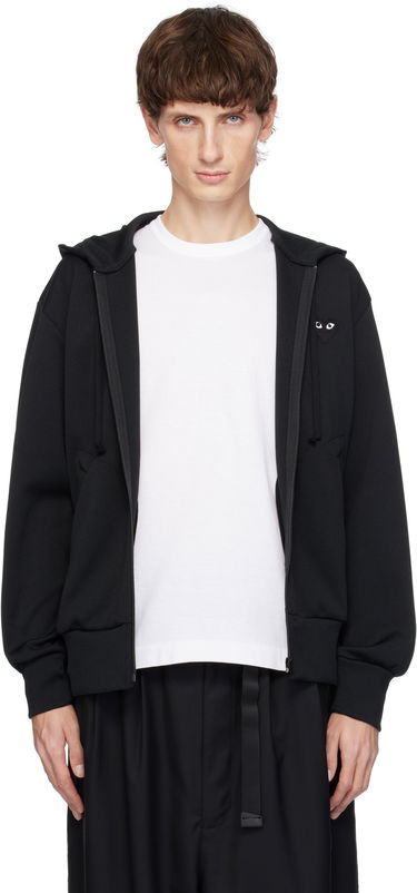 Pulover Comme des Garçons Zip Hoodie with Big Heart Print Črna | AX-T254-051, 0