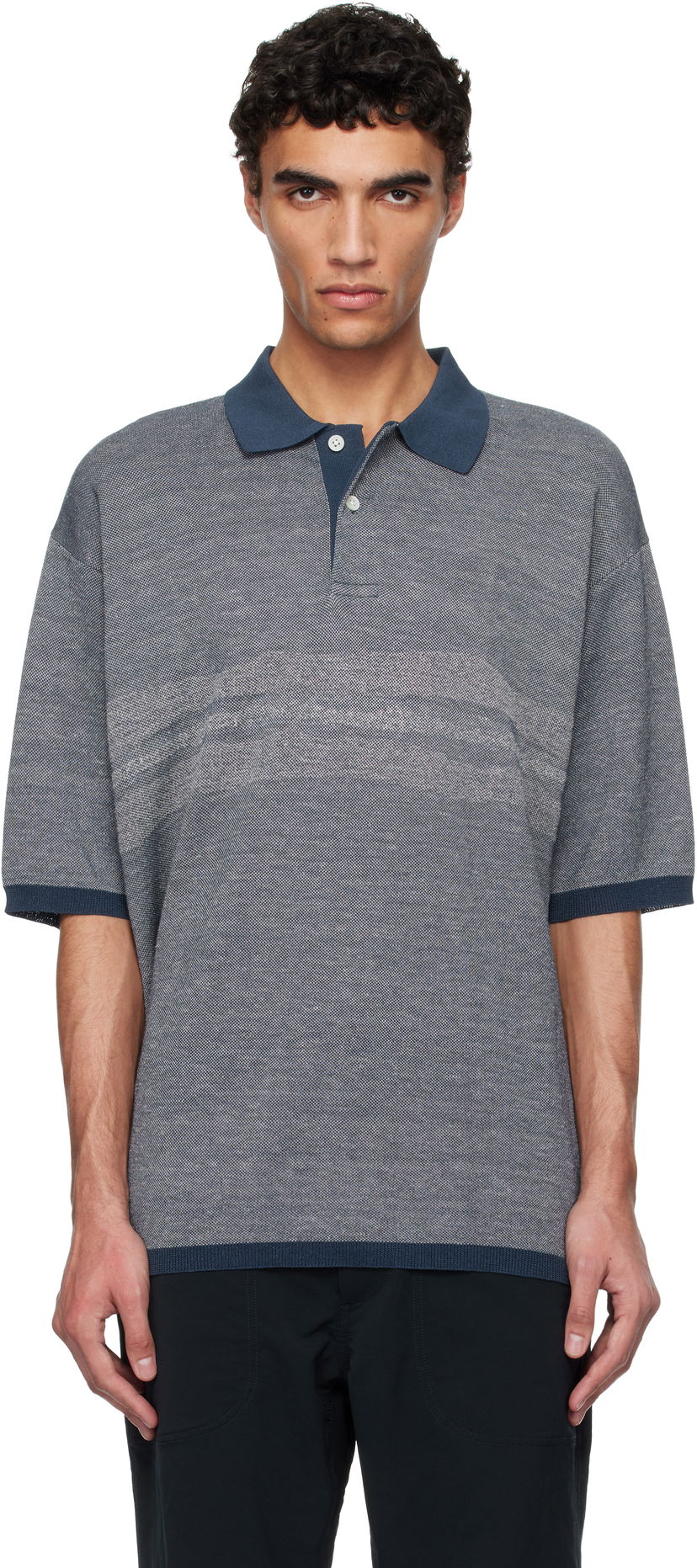 Polo majica NANAMICA nanamica Linen Knit Polo Modra | S25SH016U