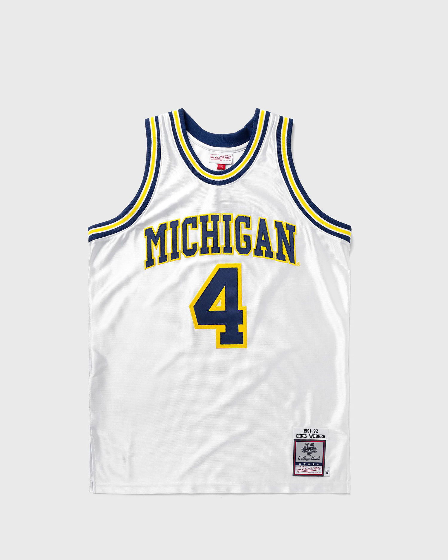 Dres Mitchell & Ness NCAA AUTHENTIC JERSEY MICHIGAN 1991-92 CHRIS WEBBER #4 Bela | AJY55329-UMI91CWEWHIT, 0