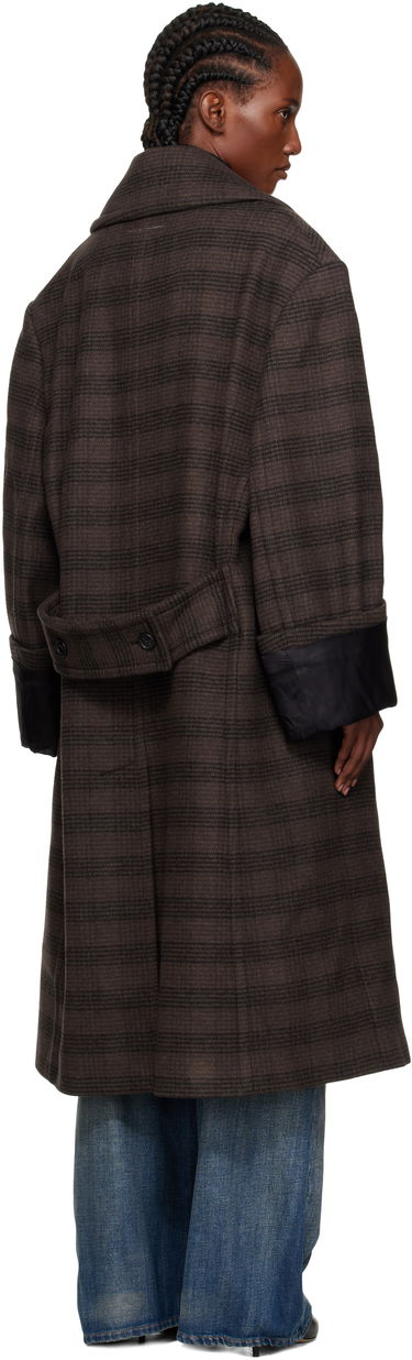 Plašči Maison Margiela MM6 Maison Margiela Checked Double-Breasted Coat Rjava | S52AA0190 M35472, 2