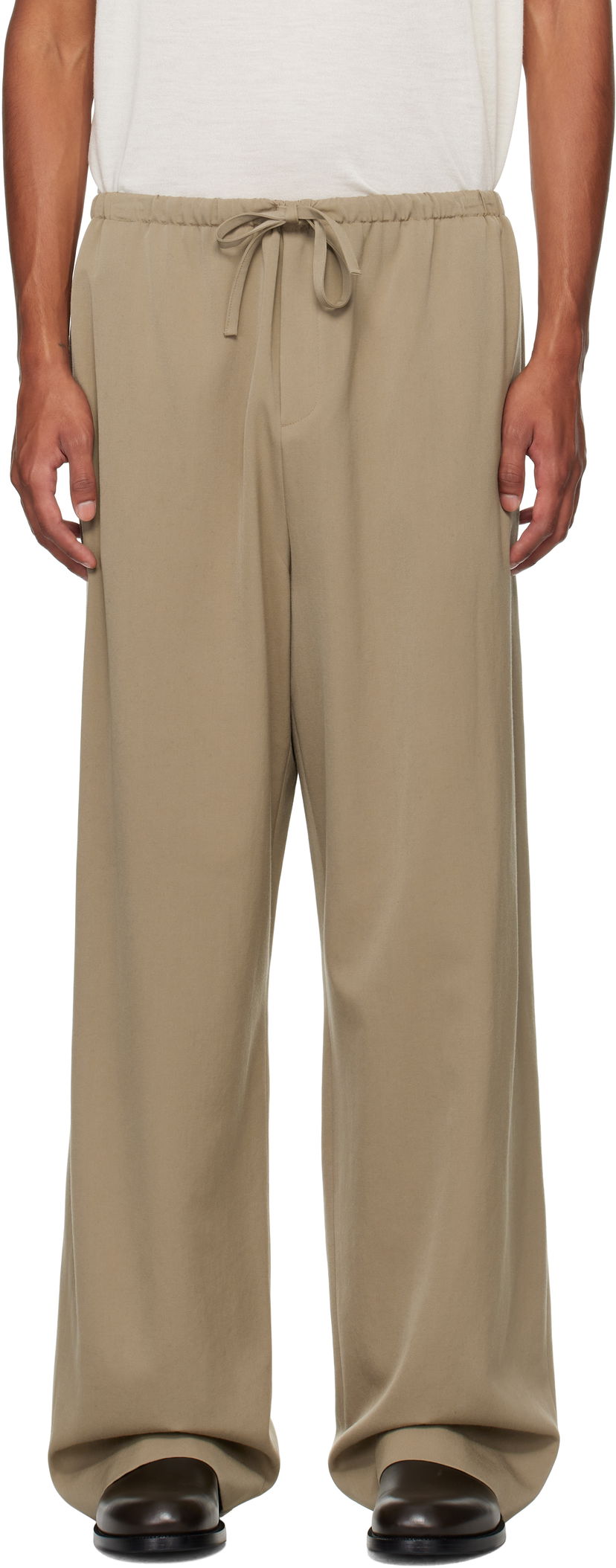 Hlače The Row The Row Donatello Wide-Leg Trousers Bež | 657-W3038