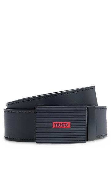 Pasovi BOSS HUGO Reversible Leather Belt with Plaque Buckle Črna | 50537121, 0