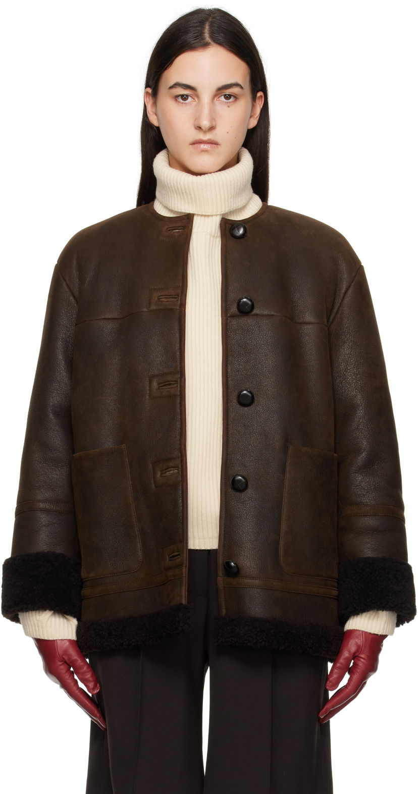 Jakna Max Mara Weekend Max Mara Shearling Jacket Rjava | 2425416013600