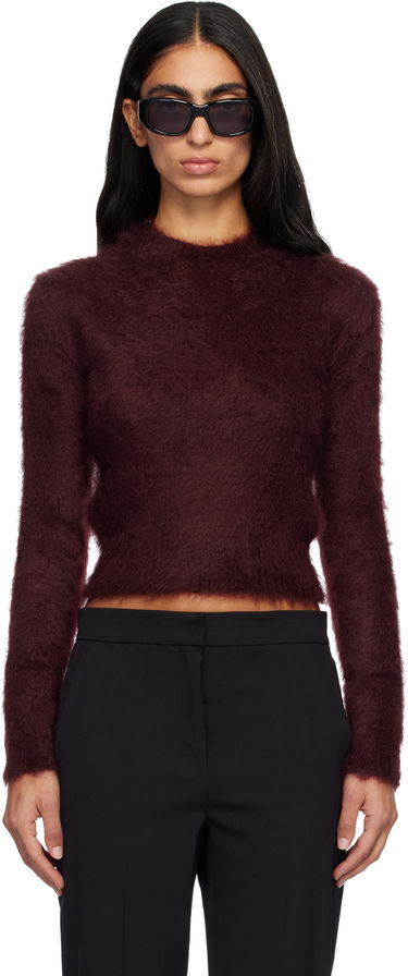 Pleteni pulover Max Mara Max Mara Adatti Fuzzy Cropped Mock-Neck Sweater Bordo | 2521366263600, 0