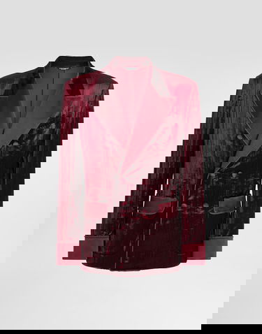 Jakna Dolce & Gabbana Double-breasted Velvet Jacket Bordo | G2UO2TFUWEPF0130, 0