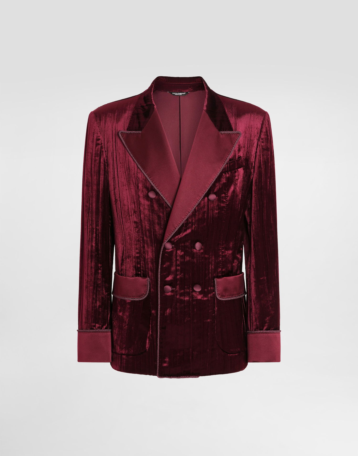 Jakna Dolce & Gabbana Double-breasted Velvet Jacket Bordo | G2UO2TFUWEPF0130, 0