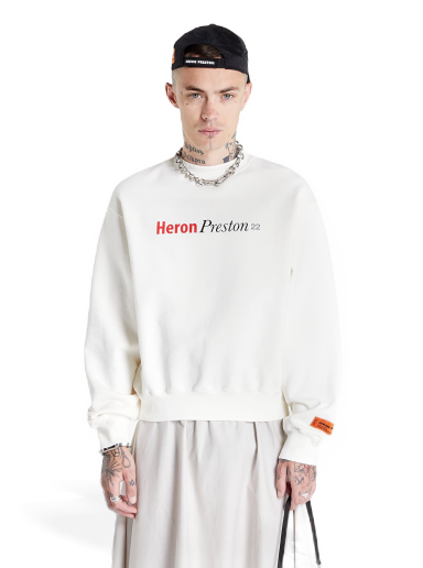 Pulover HERON PRESTON Multi Heron Censored Crewneck Bela | HMBA020F22JER0070184