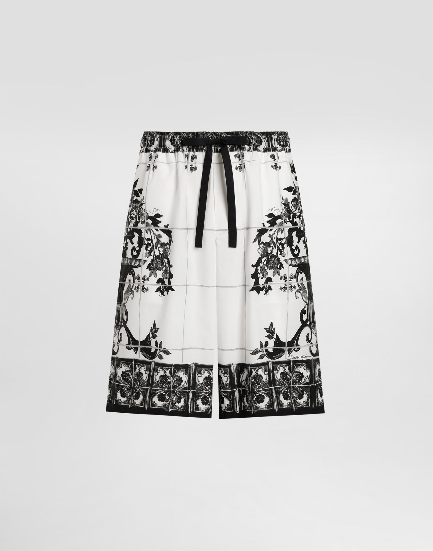 Kratke hlače Dolce & Gabbana Dolce & Gabbana Majolica-Print Poplin Shorts Bela | GV37ATHH5ECI33TN, 0