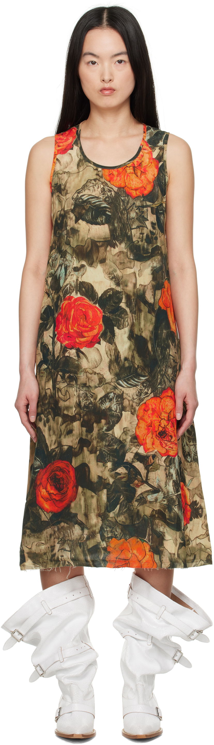 Obleke R13 R13 Sleeveless Rose Print Midi Dress Večbarvna | R13WR304-R535A