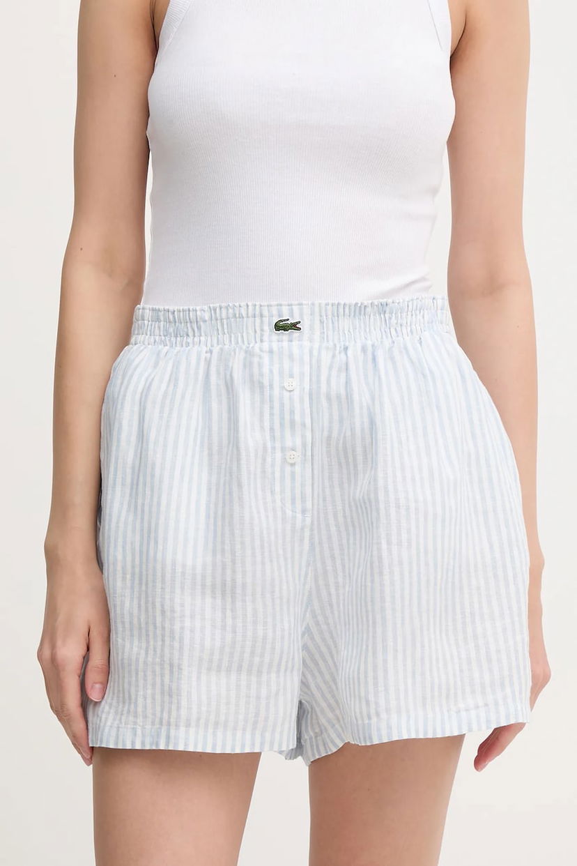 Kratke hlače Lacoste Lacoste High Waist Linen Shorts Modra | FF0226