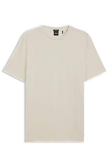 Majica BOSS Cotton T-shirt with herringbone structure Bež | 50549601