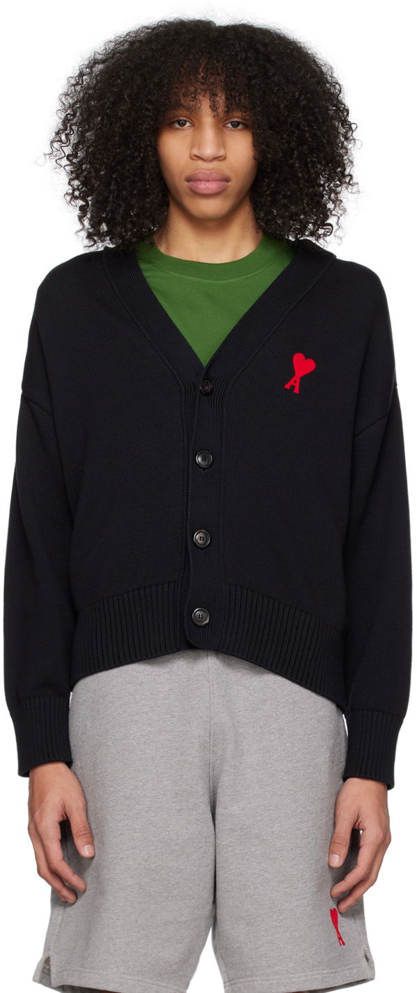 Pleteni pulover AMI Cardigan Črna | UKC008.016, 0